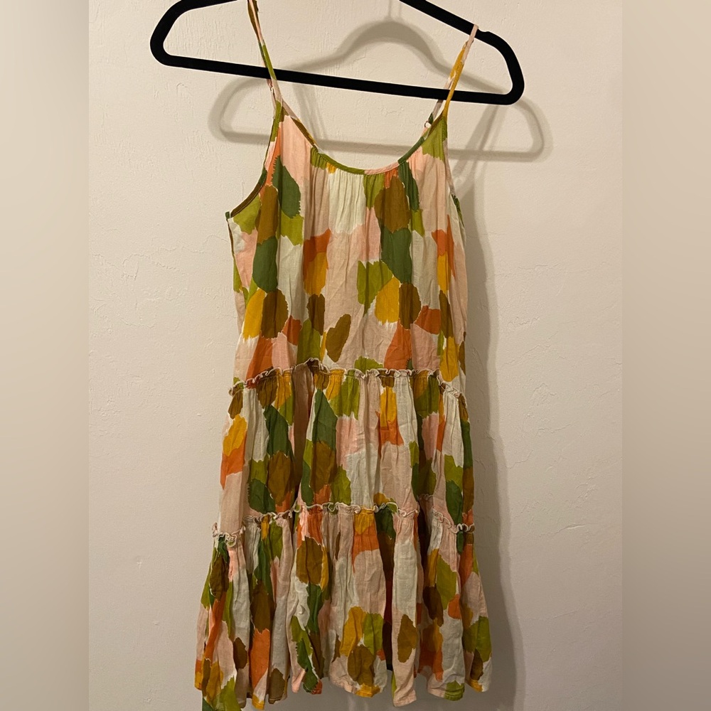 THML colorful sun dress. Flowy detail with adjustable straps